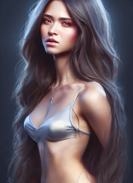 Prompt: a gorgeous female with long ashy hair in the style of stefan kostic, realistic, full body shot, wide angle, sharp focus, 8 k high definition, insanely detailed, intricate, elegant, art by stanley lau and artgerm, floating embers