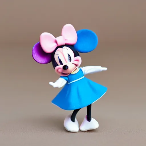 Image similar to product photograph of small miney mouse figurine by isabel han : 6 girly, delicate, soft, cute, collectible, toys figures, kawaii, toys, pastel colors, white background : 3