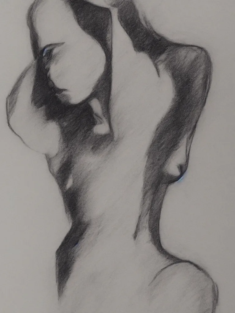 Prompt: charcoal figure drawing of a beautiful female model in the style of joseph sheppard