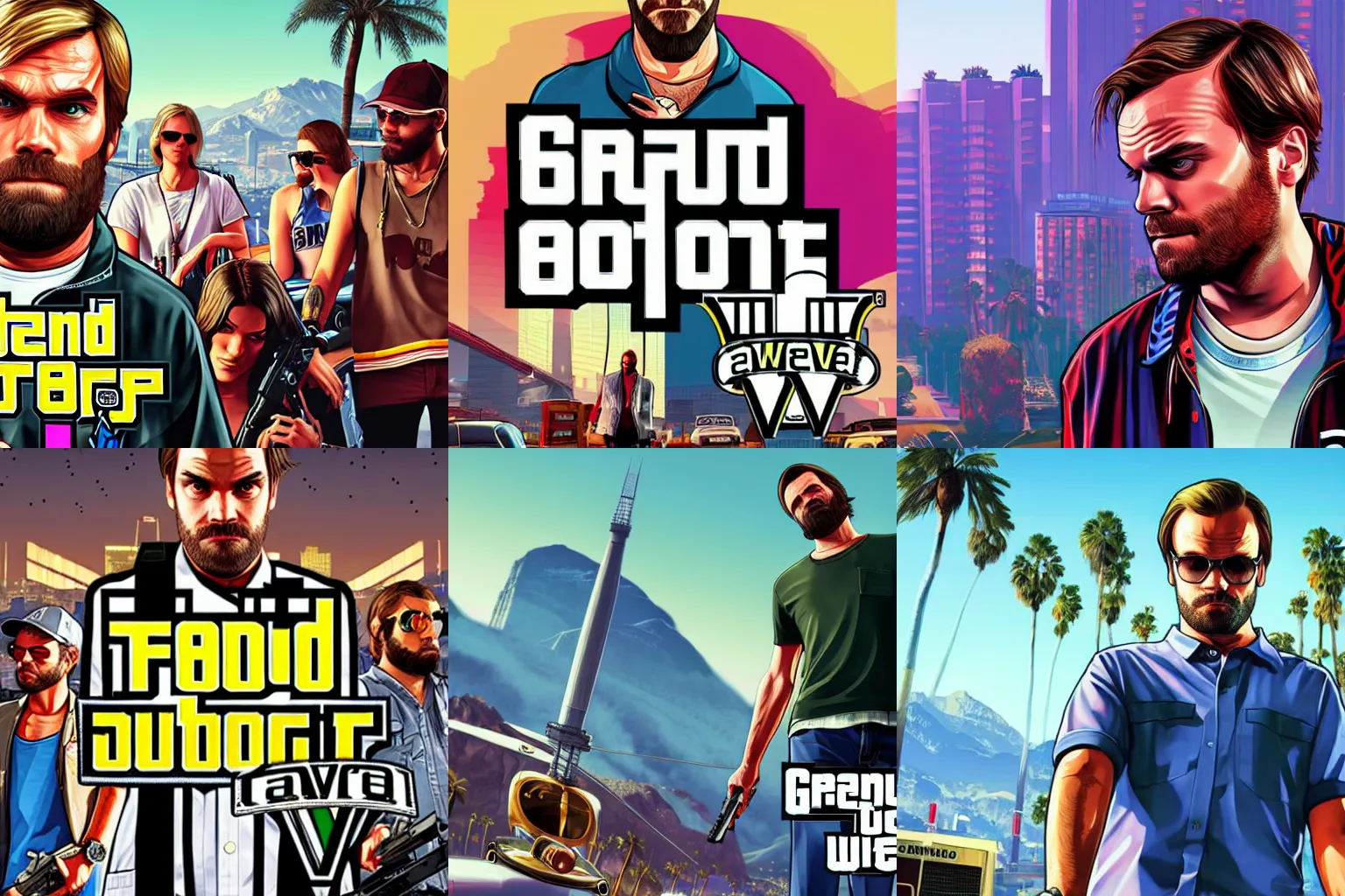 Prompt: Pewdiepie in Grand Theft Auto 5 cover art, epic, 4k resolution, extremely detailed, very sharp, artstation, digital art, vibrant,