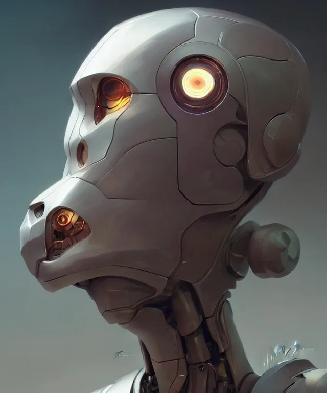 Image similar to a robot with acat face removed, sci - fi face, elegant, highly detailed, digital painting, artstation, concept art, smooth, sharp focus, illustration, art by artgerm and greg rutkowski and alphonse mucha