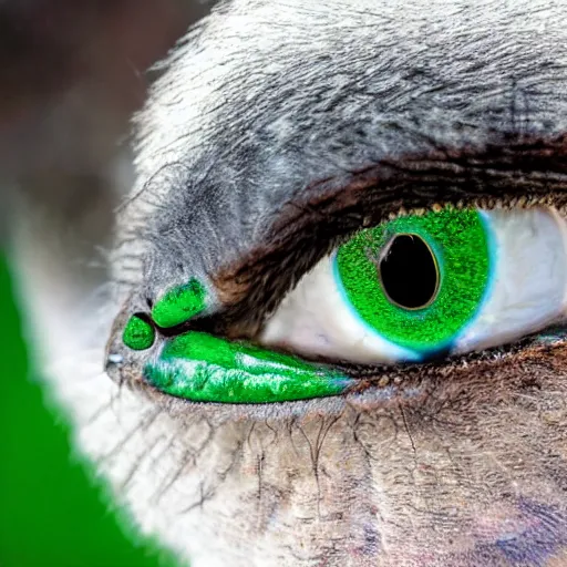 Prompt: a Pterolykos with green eyes hunting for prey, nature photography