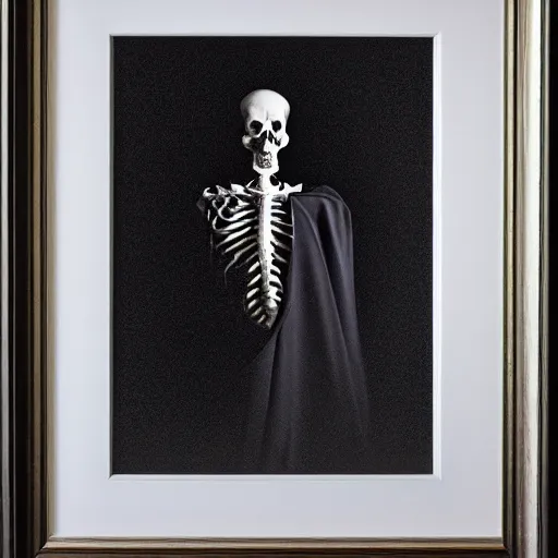 Image similar to a skeleton in black cloak by Gabriel Dawe