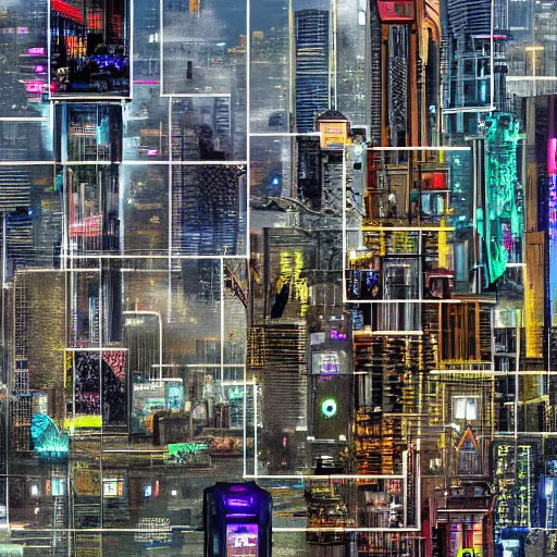 Image similar to large and vast cyberpunk city : : photo mosaic