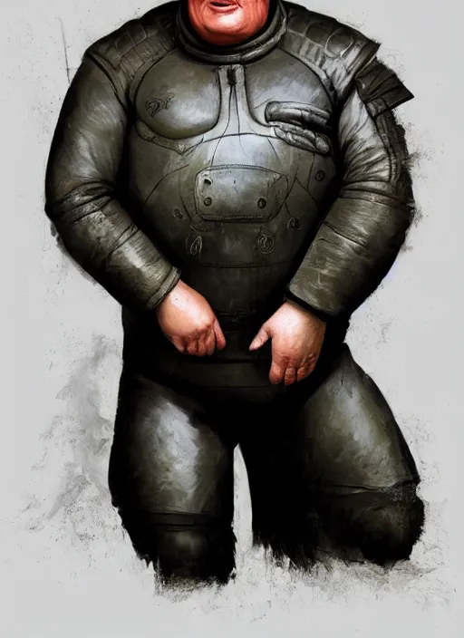 Prompt: upper body portrait of hulking craig fairbrass as baron harkonnen wearing a leather spacesuit and floating in the air by normal rockwell, artstation concept character art