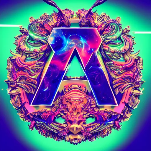 Image similar to a and w vaporwave logo, colorful, digital art, cosmic, 3 d high definition, trending on art station, photorealistic, high resolution, 8 k, octane, hyper detailed, insane details, intricate, elite, ornate, elegant trend, highly detailed and intricate, sharp focus, photography, unreal engine