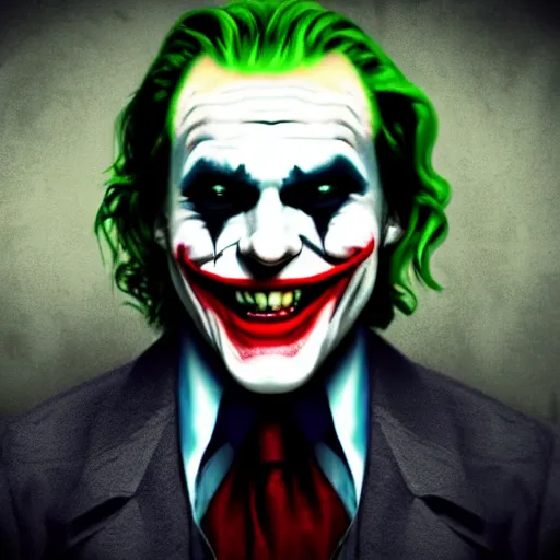 Image similar to joker, smiling, unnatural grin, horror, creepy, smoke, black, dark, glow