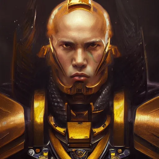 Image similar to takuya kirimoto of dawn fall warhammer 4 0 k emperor, gold, portrait, intricate, elegant, highly detailed, digital painting, artstation, concept art, wallpaper, smooth, sharp focus, illustration, art by h. r. giger and artgerm and greg rutkowski and alphonse mucha