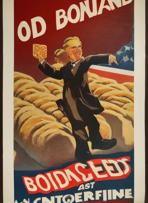 Image similar to old american propaganda poster saying bread is evil