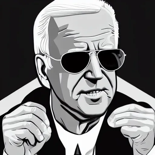 Prompt: joe biden wearing aviator sunglasses in the style of gta 5 character vector art