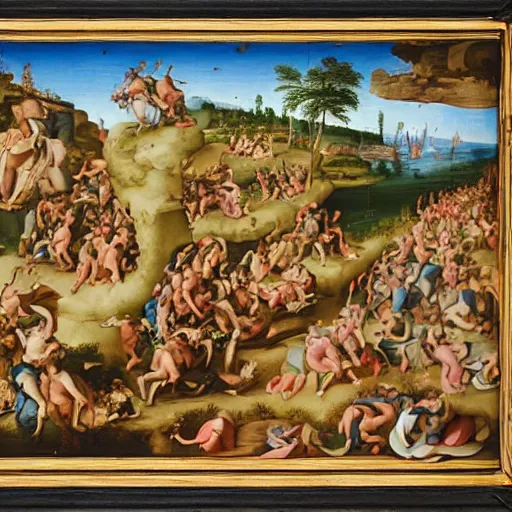 Image similar to all terrain vehicle race, renaissance composition