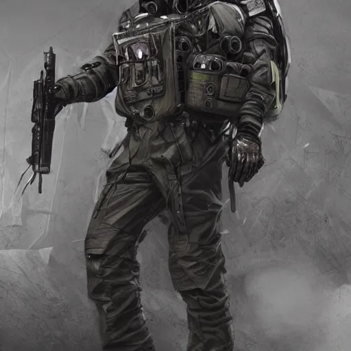 Prompt: a high definition photo realistic man wearing a trenchcoat, special forces, tactical gear, cosplay, mecha, science fiction, space opera, pinterest, dark fantasy, highly detailed, adobe photoshop