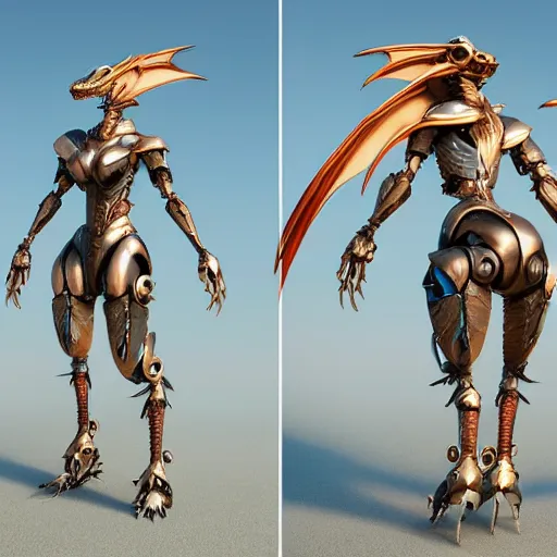 Prompt: a highly detailed beautiful anthropomorphic robot female dragon with smooth and streamlined armor, two arms and two legs, sharp and intimidating claws on her hands and feet, long tail with a blade on the end, doing an elegant pose on the beach, artstation, DeviantArt, professional, octane render