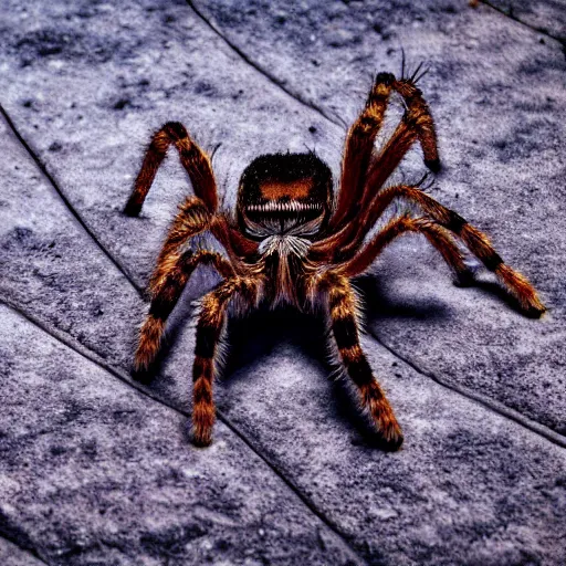 Prompt: a tarantula wearing high heels under her feet, detailed, intricate, realistic, hdr, 8 k