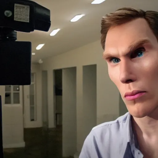 Prompt: jerma staring threateningly at the camera, hyper realistic, photography, centered, cctv footage