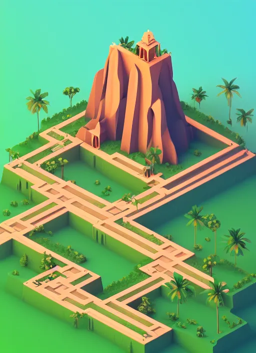 Image similar to a low poly isometric render of a kerala village in the style of monument valley, intricate, elegant, highly detailed, artstation, smooth, sharp focus, illustration, art by artgerm, octane render 8 k