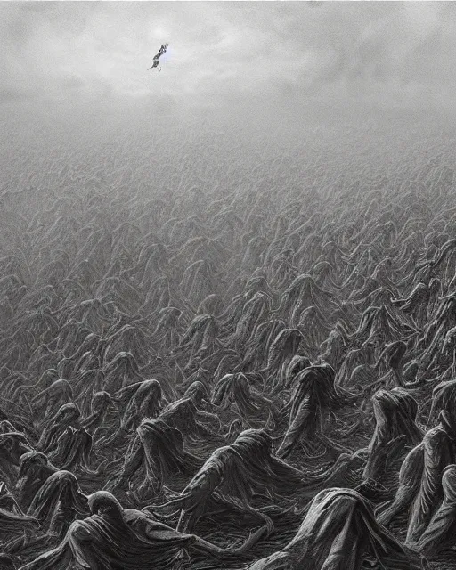 Prompt: a surreal, hellish, and maddening battlefield filled with soldiers fighting a pointless war in the style of zdzisław beksinski in the style of junji ito trending on artstation deviantart pinterest furaffinity detailed realistic hd 8 k high resolution