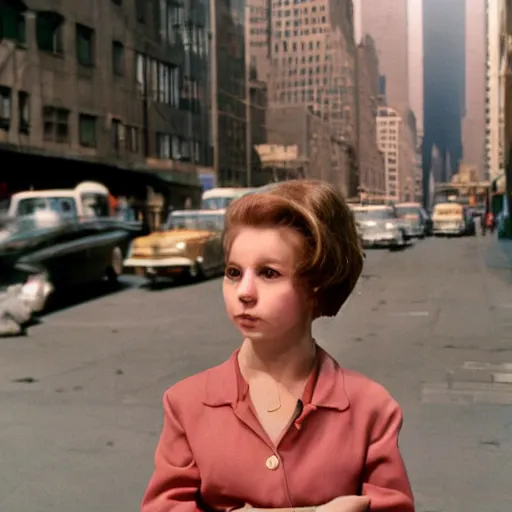 Image similar to street photograph portrait in new york from the 1 9 6 0 s, ultra detailed hyper realistic lifelike, photographed on colour film, photo taken with ektachrome, featured on shutterstock