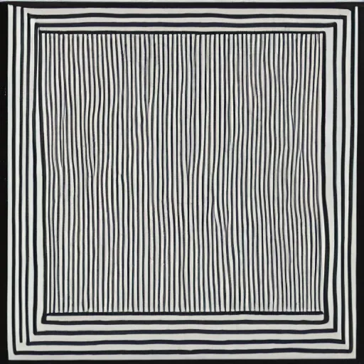 Prompt: an abstract drawing of hundreds of horizontal pencil lines on a white square, Sol LeWitt