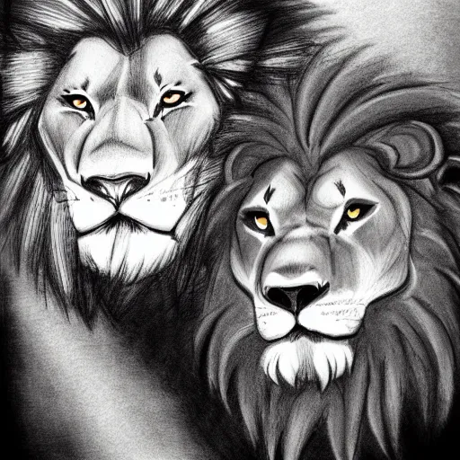 Prompt: anime drawing of lion with black king