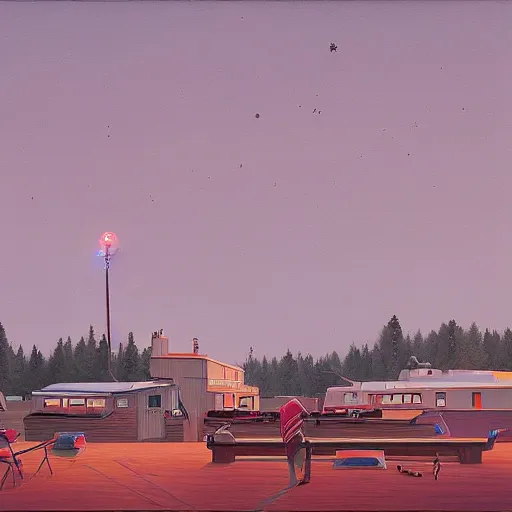 Image similar to yachting club by simon stalenhag