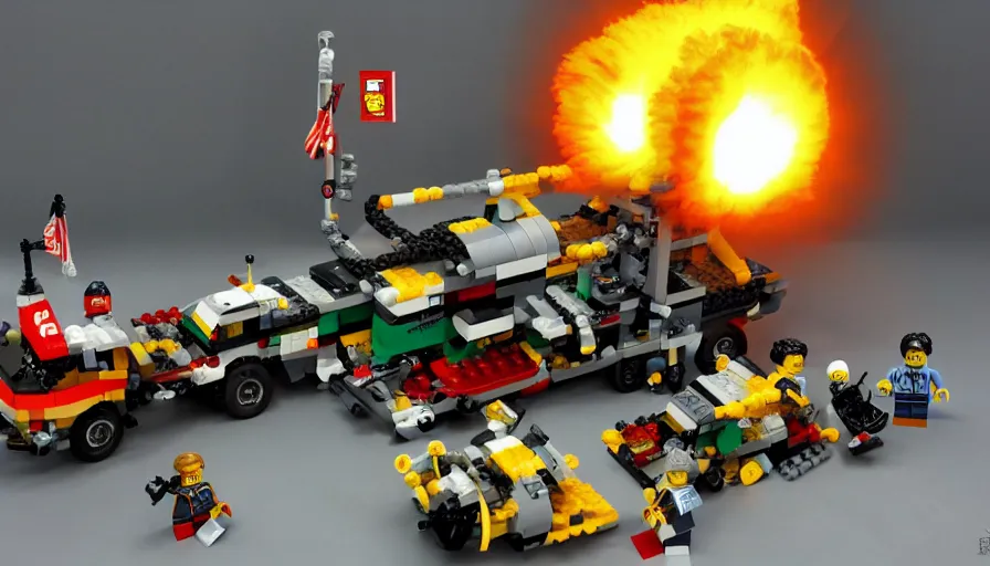 Image similar to lego nuclear explosion, 8K
