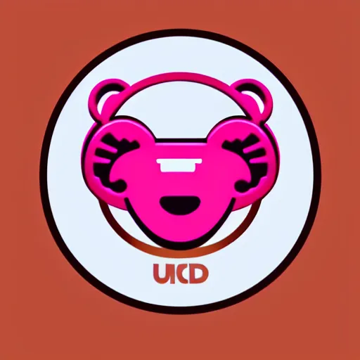 Image similar to iconic vector logo of cute cuddly pink bear with a podcast microphone, melodic, headphones, music, streaming, dreamy, isometric, adorable, octane render, golden ratio, 4k UHD, iconic design