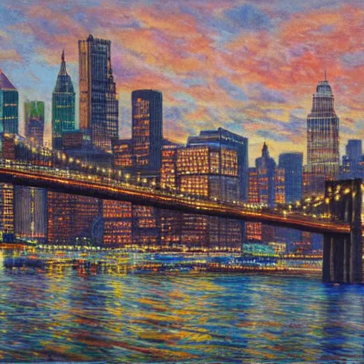 Image similar to symbolic view along the brooklyn bridge, by joseph stella