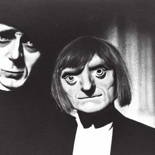 Image similar to count orlok and mark e smith gazing at eachother lovingly, vintage photograph, 4 k