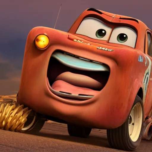 Image similar to full body photo, mater from cars as a human being, 4 k