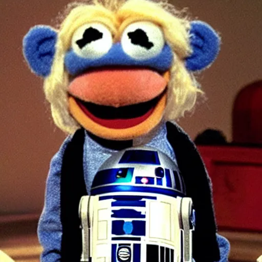 Prompt: r 2 d 2 hosting the muppet show