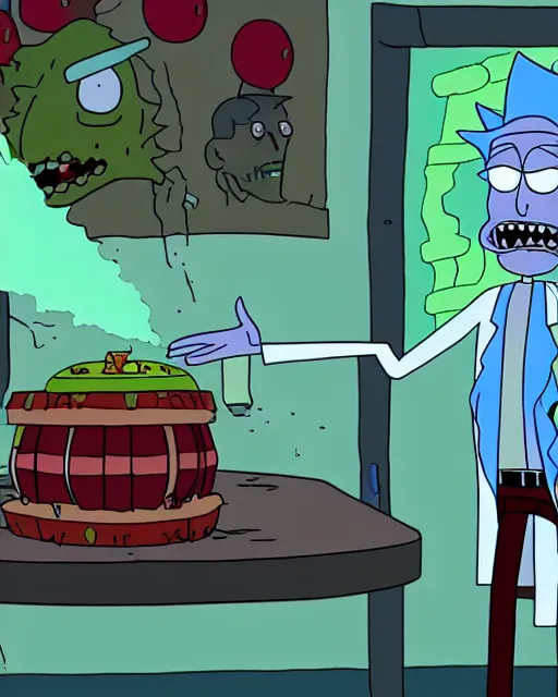 Image similar to a still from rick and morty of freddy krueger in the style of rick and morty by justin roiland