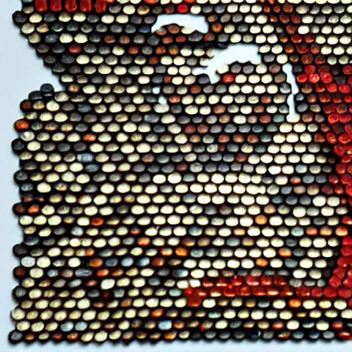 Image similar to a portrait of iron man, made of a lot of nespresso capsules, mosaic