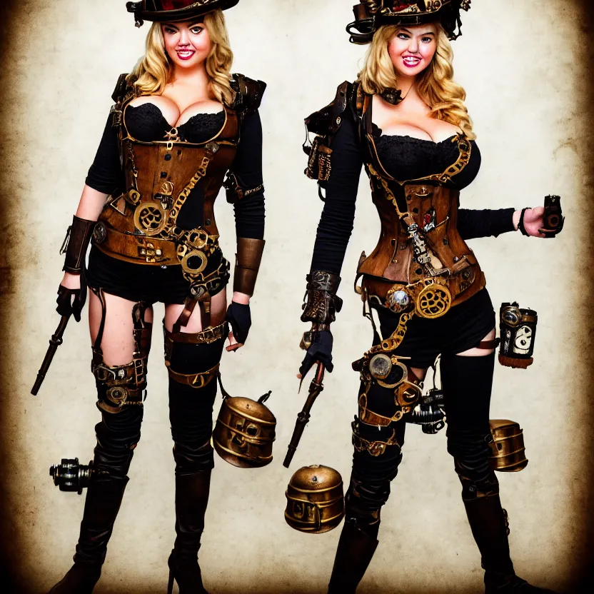 Image similar to full body photograph of kate upton as a steampunk warrior. extremely detailed. dslr. 3 5 mm.