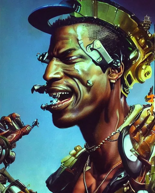 Image similar to Travis Scott by Peter Andrew Jones, hyper detailed