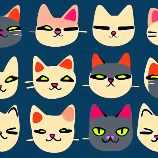 Prompt: A sticker pack of cats, digital art, vector image, illustrator, 8k resolution