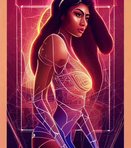 Prompt: symmetry!! egyptian princess of technology, solid cube of light, hard edges, product render retro - futuristic poster scifi, lasers and neon circuits, brown skin man egyptian princess, intricate, elegant, highly detailed, digital painting, artstation, concept art, smooth, sharp focus, illustration, dreamlike, art by artgerm