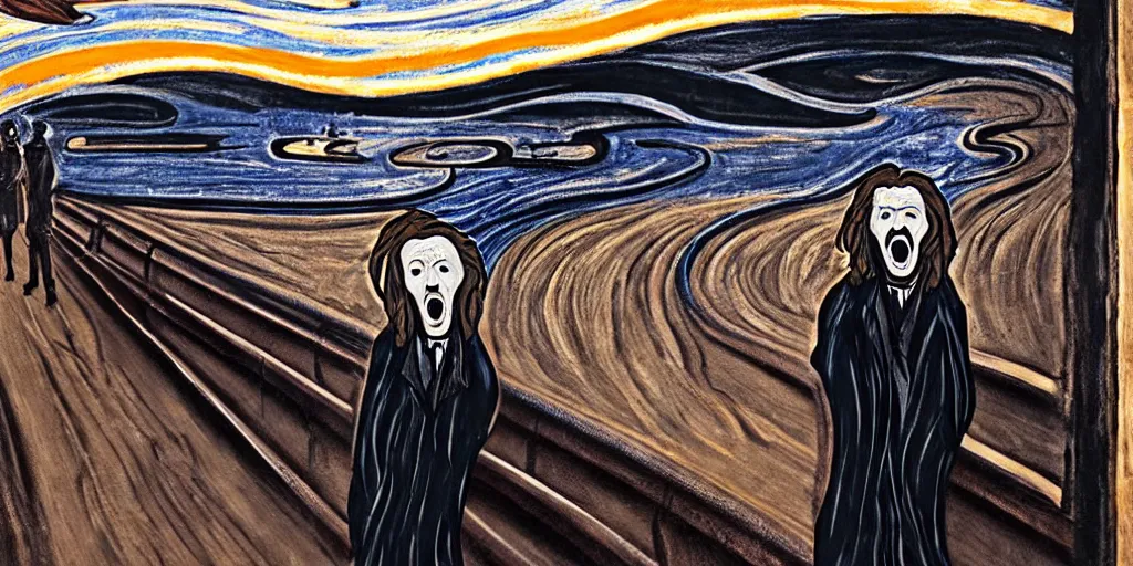 Image similar to john snow in the the scream painting