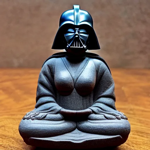 Prompt: female darth vader as buddha statue, 5 5 mm