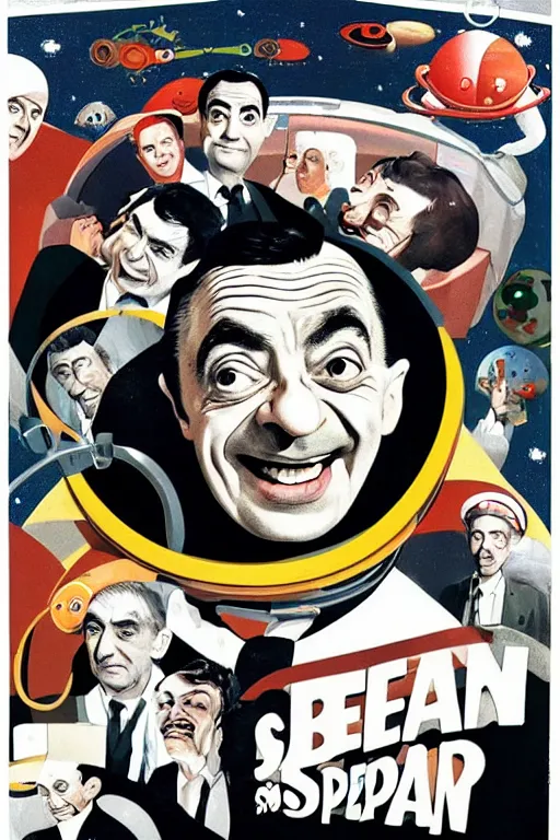 Image similar to criterion collection Poster art for the film Mr. Bean goes to Space