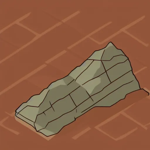 Prompt: isometric view of boulder, lineart