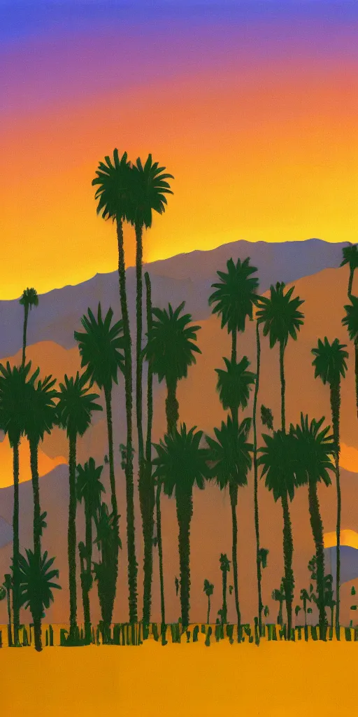 Image similar to a beautiful painting of Palm Springs by Mark Rothko, golden hour, 8k, 4k