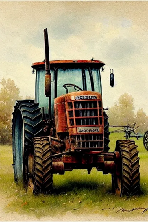 Image similar to ( ( ( ( ( farm tractor. muted colors. ) ) ) ) ) by jean - baptiste monge!!!!!!!!!!!!!!!!!!!!!!!!!!!