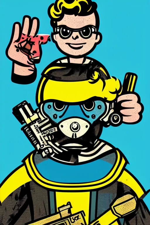 Image similar to fallout 7 6 retro futurist illustration art by butcher billy, sticker, colorful, illustration, highly detailed, simple, smooth and clean vector curves, no jagged lines, vector art, smooth andy warhol style