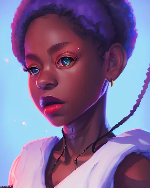 Image similar to a black girl as ( fantasy personification of hiphop ), character design, 9 0 s inspired clothing, unreal engine, ( highly detailed ), smooth, digital illustration by artgerm, tooth wu, studio ghibli, sharp focus, artstation. musical notes, black power fist. a police car, makoto shinkai, global illumination,, blender, maya 8 k