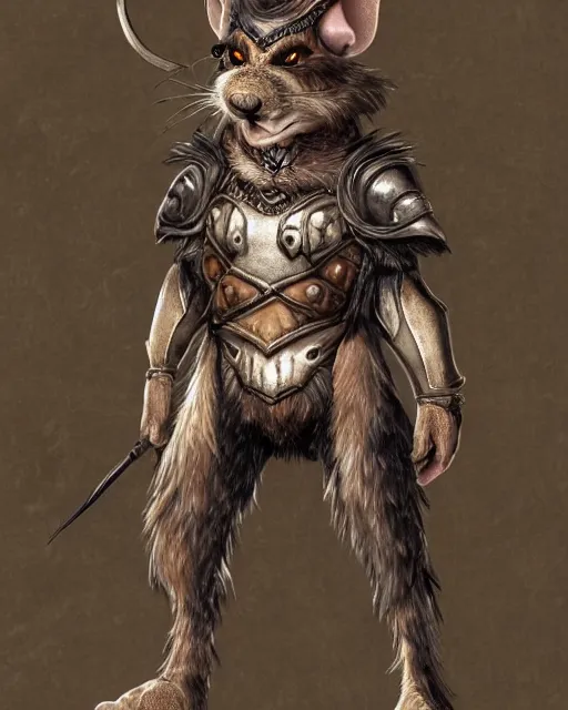 Prompt: a full body shot of an anthro furry rat wearing a fantasy armor, fantasy, artstation, furry art, furaffinity, deviantart, symmetrical, highly detailed, award winning, trending