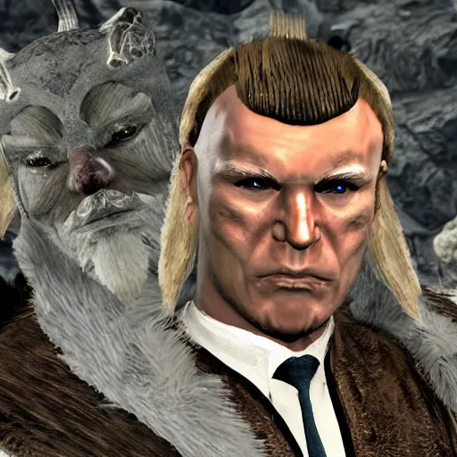 Image similar to Donald Trump in Skyrim, 8K