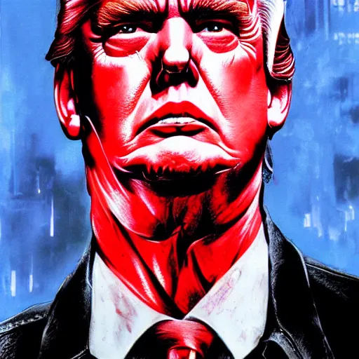 Prompt: trump as terminator, movie poster, digital art, high - detailed, 4 k, artstation, hyper - realistic, by drew struzan