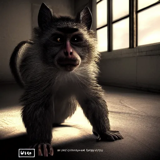 Prompt: half monkey half cat, unreal engine 5, creepy, scary, dramatic lighting, exposure