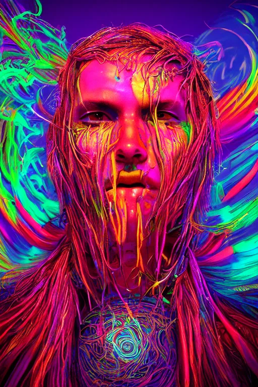 Image similar to an ancient shaman engulfed in colorful liquid smoke and neon clouds, a colorful psychedelic experience, dmt, lsd, face, delicate, highly detailed, digital painting, artstation, concept art, smooth, sharp focus, illustration, digital art by hana yata, and artem demura and beeple, octane render, unreal engine, 8 k